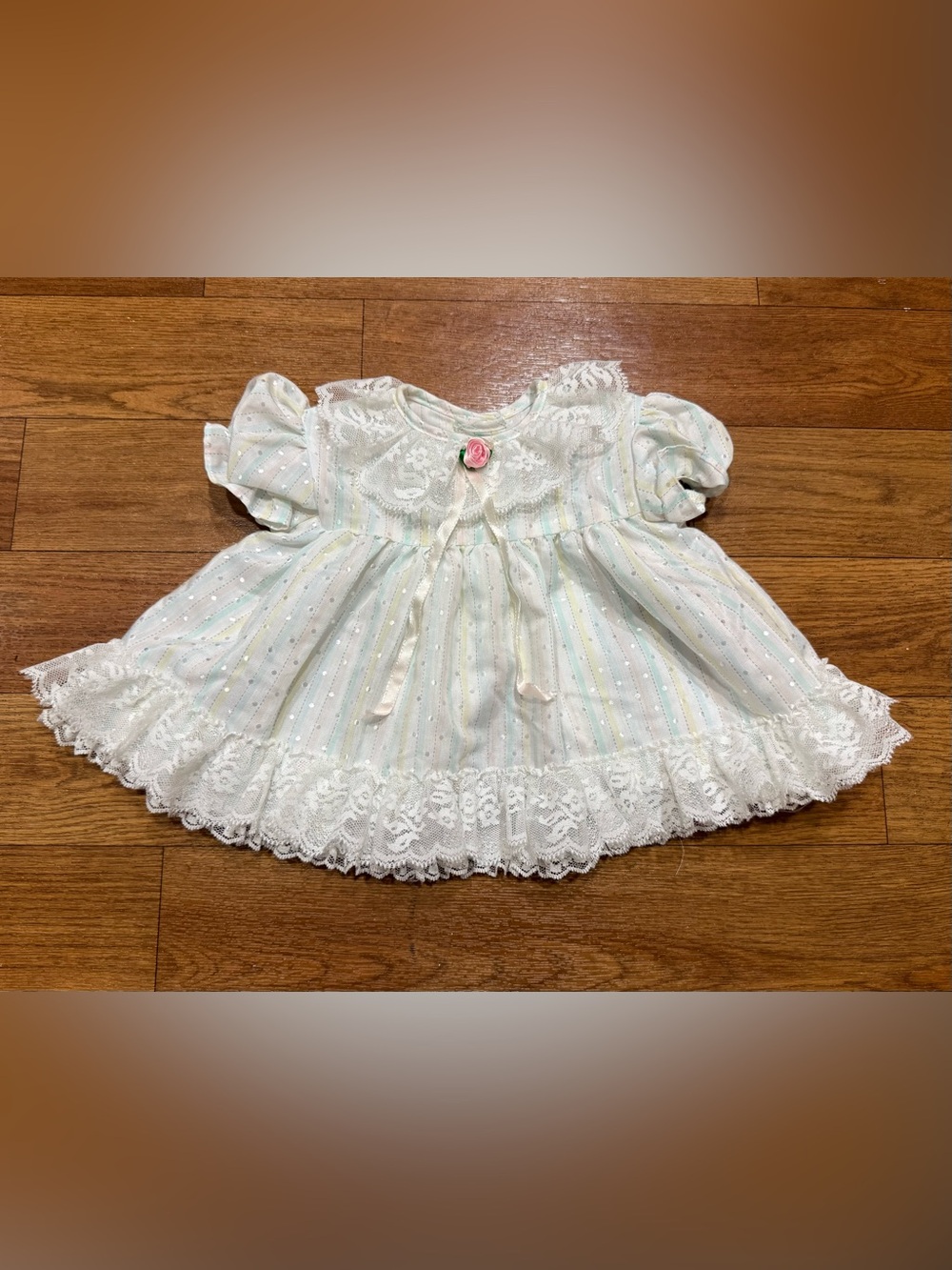 Vintage Baby Girl Ruffle Lace Dress White Lace Floral